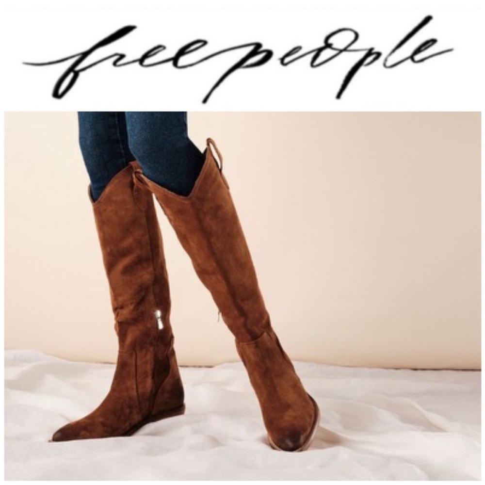 Free People “Rue” slouch western boots in taupe EU41/US10 NWT